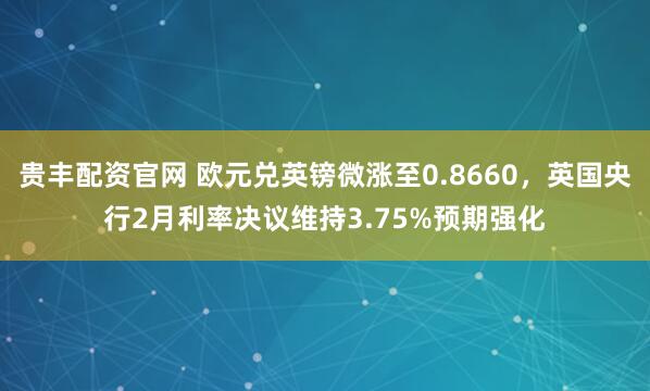 贵丰配资官网 欧元兑英镑微涨至0.8660，英国央行2月利率决议维持3.75%预期强化